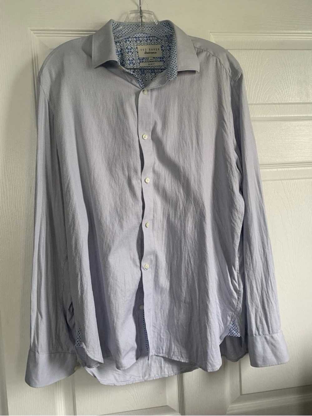 Ted Baker Endurance Dress Shirt - Light Blue Pattern - Slim Fit - 16.5 Neck
